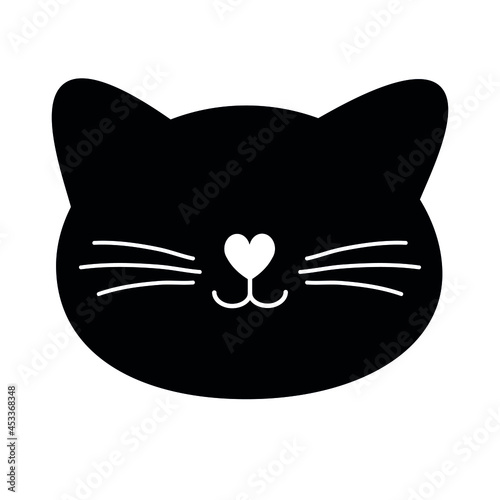 Vector flat cat face head isolated on white background