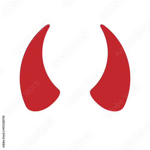 Vector flat red devil horns isolated on white background