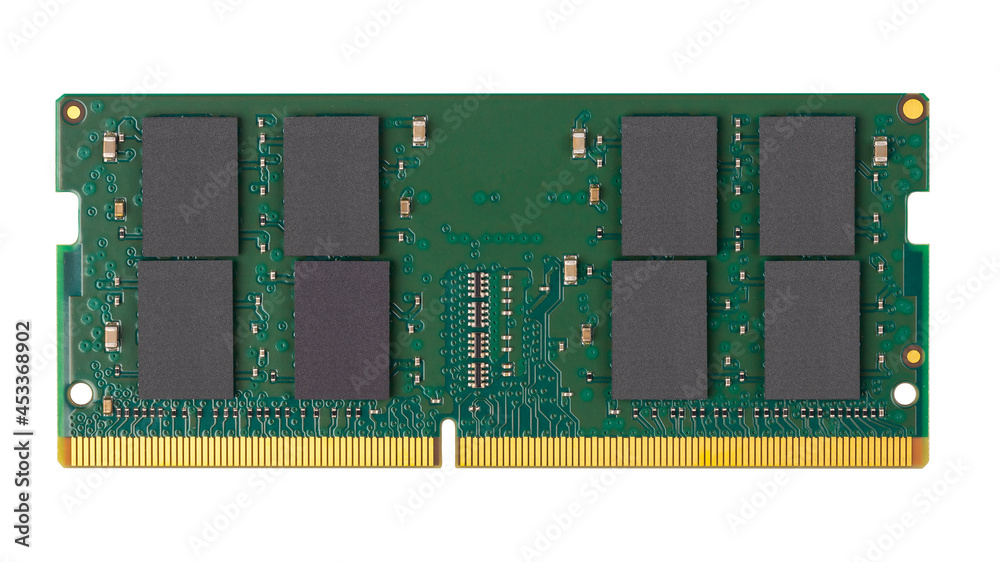 Fast green modern SO-DIMM DDR4 RAM memory module for notebook laptop  computer isolated white background. pc hardware technology concept. Stock  Photo | Adobe Stock