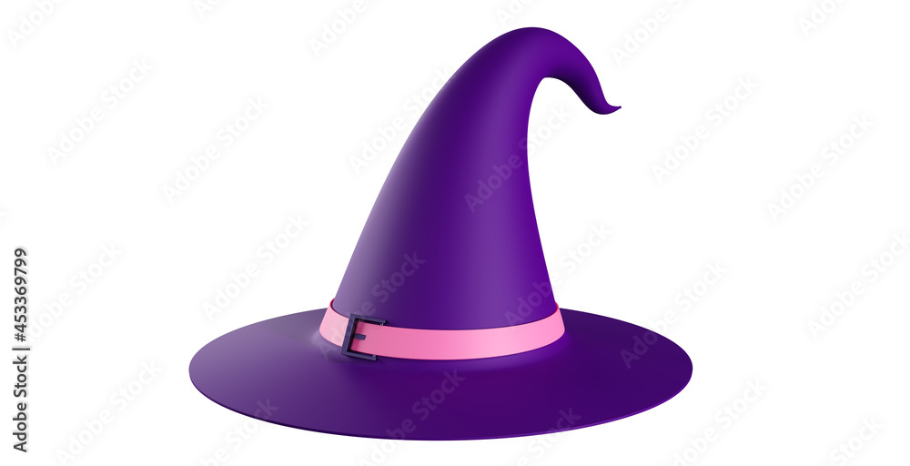 Witch's hat, isolated on a white background. 3d illustration of a cartoon witch hat. Halloween symbol, 3d rendering. Witch's hat, isolated on a white background. 3d illustration of a cartoon witch hat. Halloween symbol, 3d rendering.