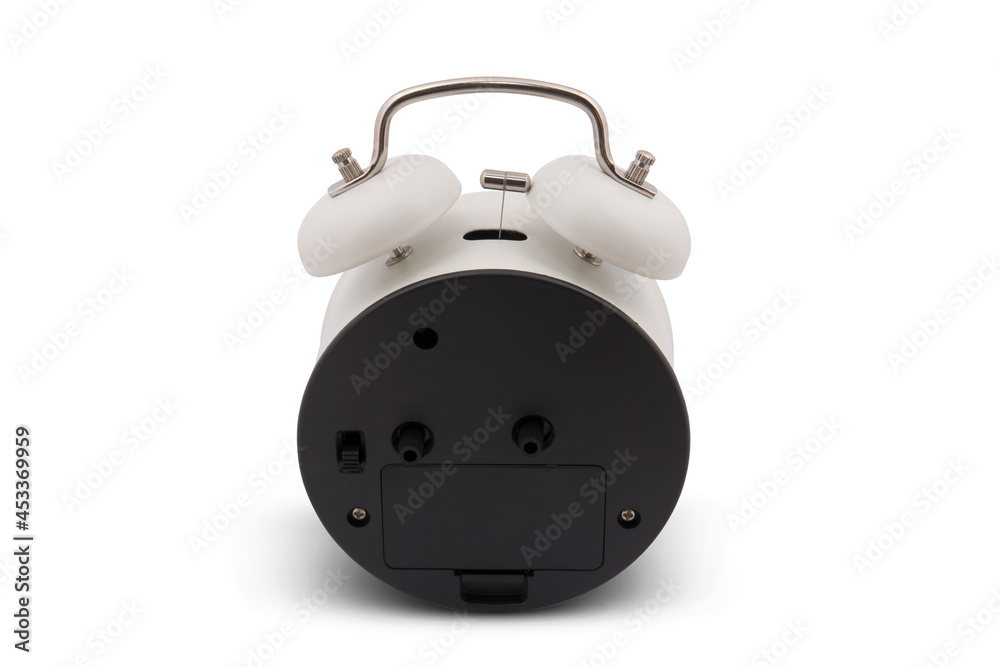 white retro alarm clock isolated on white background white retro alarm clock isolated on white background