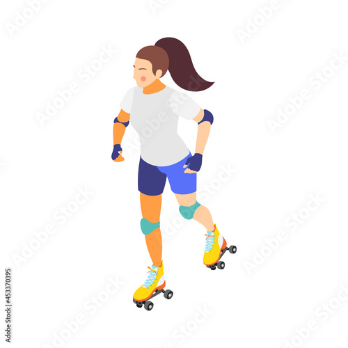 Roller Skating Isometric Composition