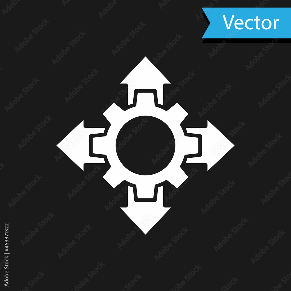 White Project team base icon isolated on black background. Business analysis and planning, consulting, team work, project management. Vector White Project team base icon isolated on black background. Business analysis and planning, consulting, team work, project management. Vector