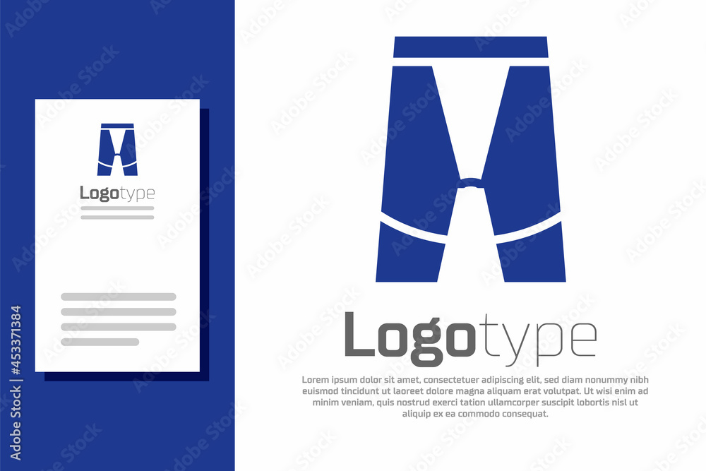 Blue Cycling shorts icon isolated on white background. Logo design template element. Vector Blue Cycling shorts icon isolated on white background. Logo design template element. Vector