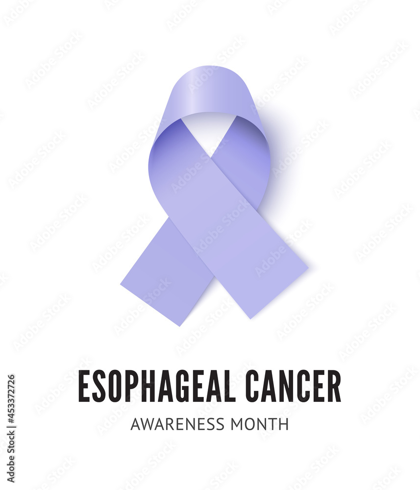 Esophageal cancer awareness ribbon vector illustration isolated on white background. Realistic vector Periwinkle silk ribbon with loop Esophageal cancer awareness ribbon vector illustration isolated on white background. Realistic vector Periwinkle silk ribbon with loop