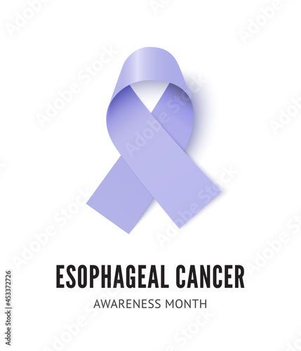 Esophageal cancer awareness ribbon vector illustration isolated on white background. Realistic vector Periwinkle silk ribbon with loop