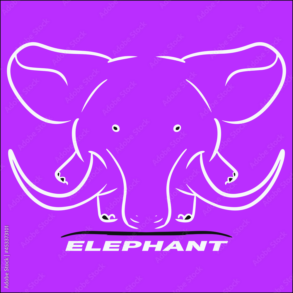 Fototapeta premium Awesome flat minimalist elephant line art logo design