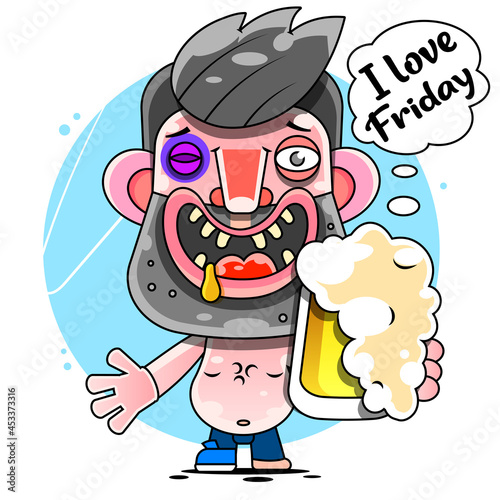 Happy businessman, illustration vector design.I love Friday-vector print