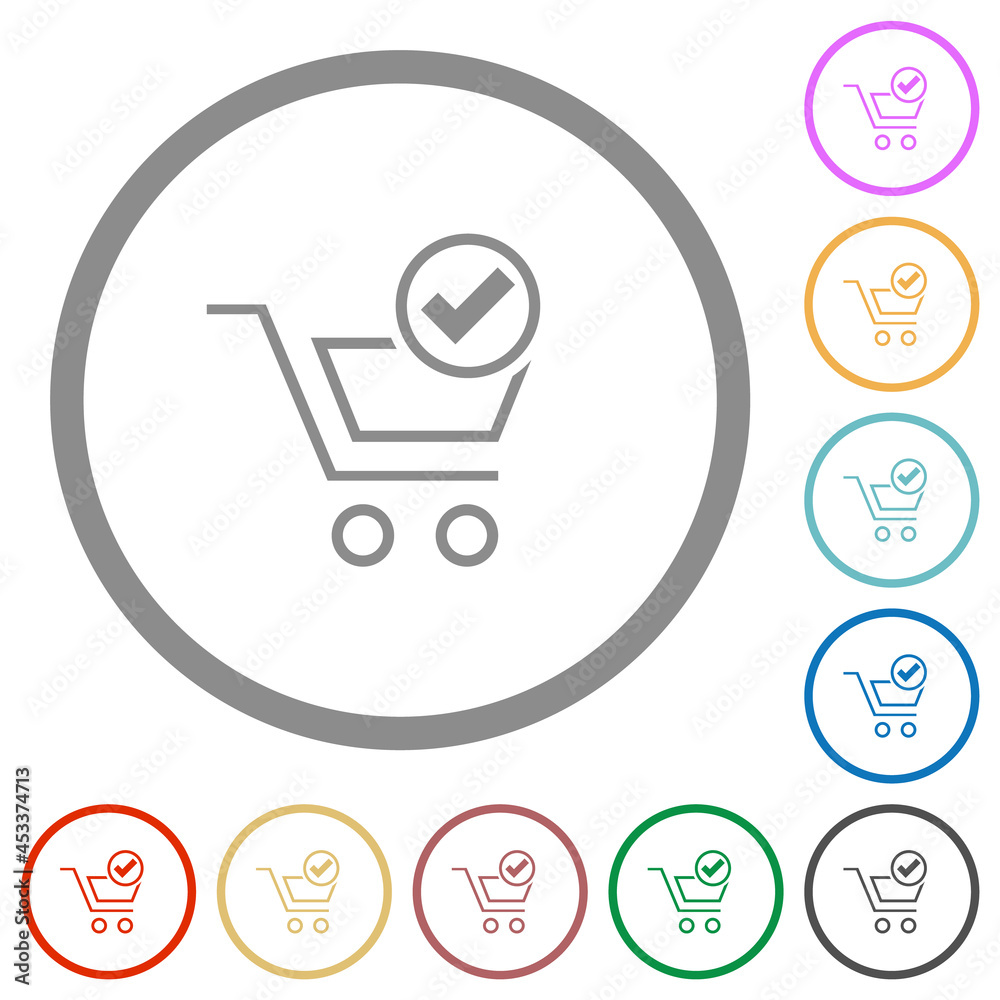 Cart checkout outline flat icons with outlines Cart checkout outline flat icons with outlines