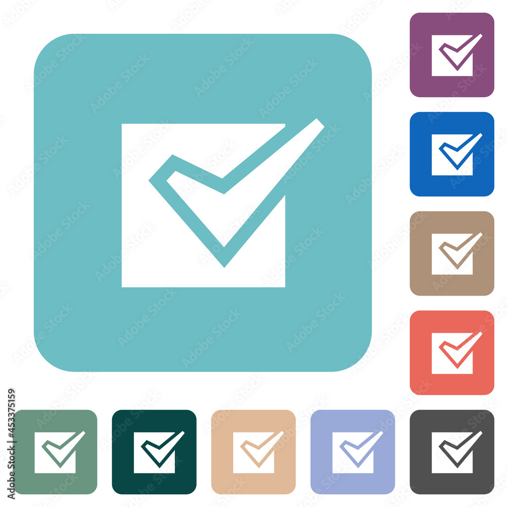 Checked box solid rounded square flat icons Checked box solid rounded square flat icons