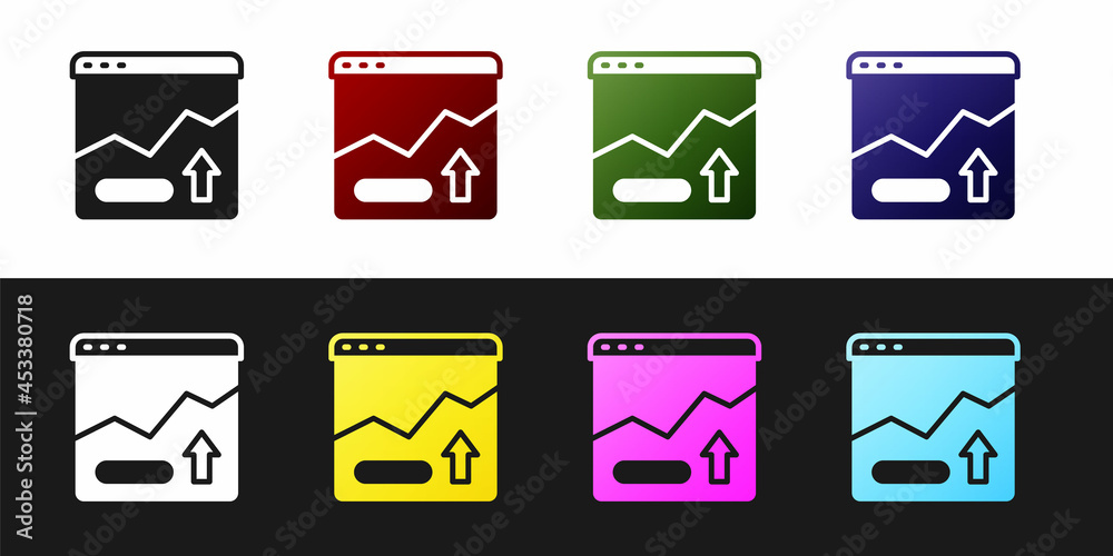Set Financial growth increase icon isolated on black and white background. Increasing revenue. Vector Set Financial growth increase icon isolated on black and white background. Increasing revenue. Vector