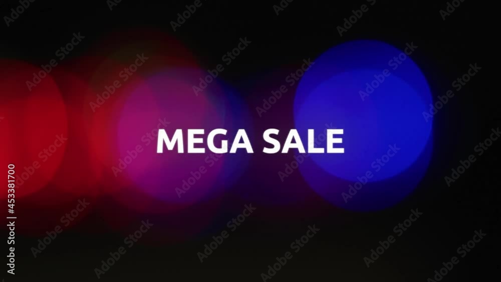 Animation of mega sale text over colorful spots of lights Animation of mega sale text over colorful spots of lights