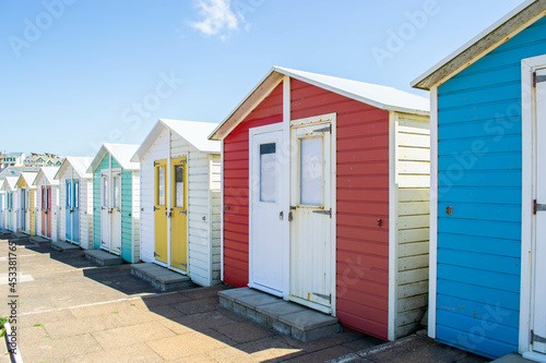 Beach huts in Westward Ho! in Devon