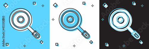 Set Frying pan icon isolated on blue and white, black background. Fry or roast food symbol. Vector