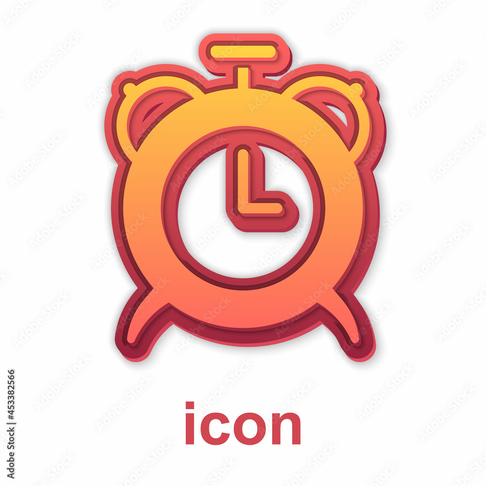 Gold Alarm clock icon isolated on white background. Wake up, get up concept. Time sign. Vector