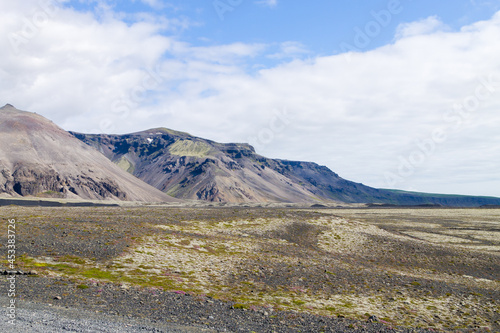 Haalda glacier side view, south Iceland landscape.