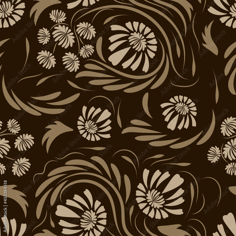 Folk flowers pattern Floral surface design Seamless pattern