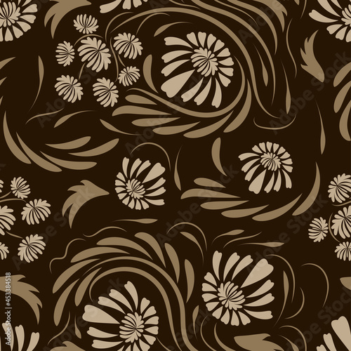 Folk flowers pattern Floral surface design Seamless pattern