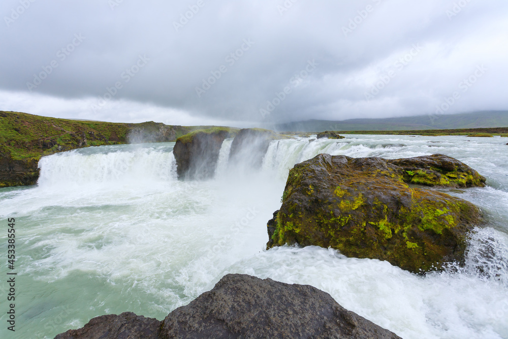 Godafoss falls in summer season view, Iceland Godafoss falls in summer season view, Iceland