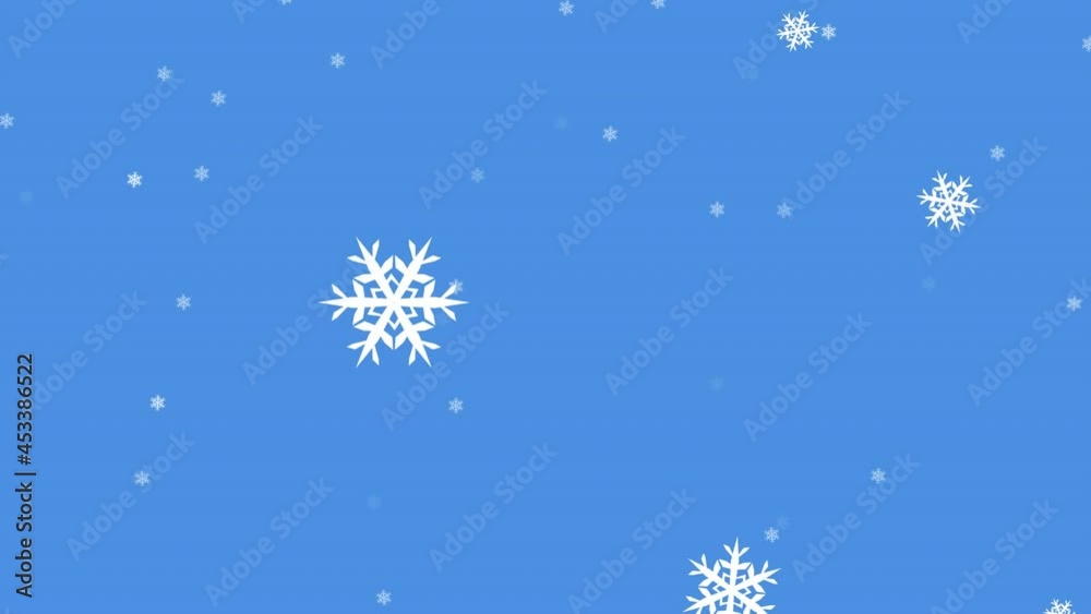 Animation of snow falling over blue background Animation of snow falling over blue background