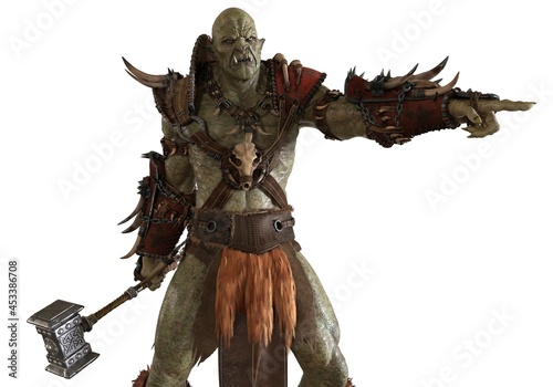 Orc 3d illustration isolated on white background