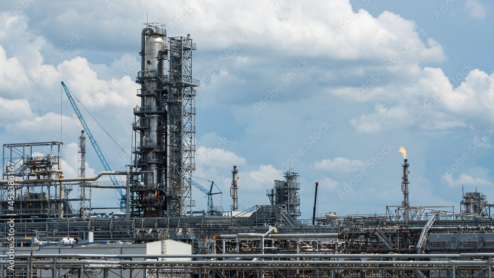 Industrial view at oil refinery plant form industry zone with cloudy sky. Industry concept. Industrial view at oil refinery plant form industry zone with cloudy sky. Industry concept.