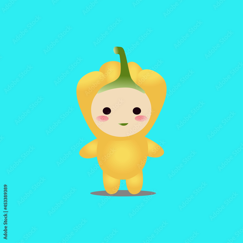 Yellow pepper vegetable mascot vector illustration Yellow pepper vegetable mascot vector illustration