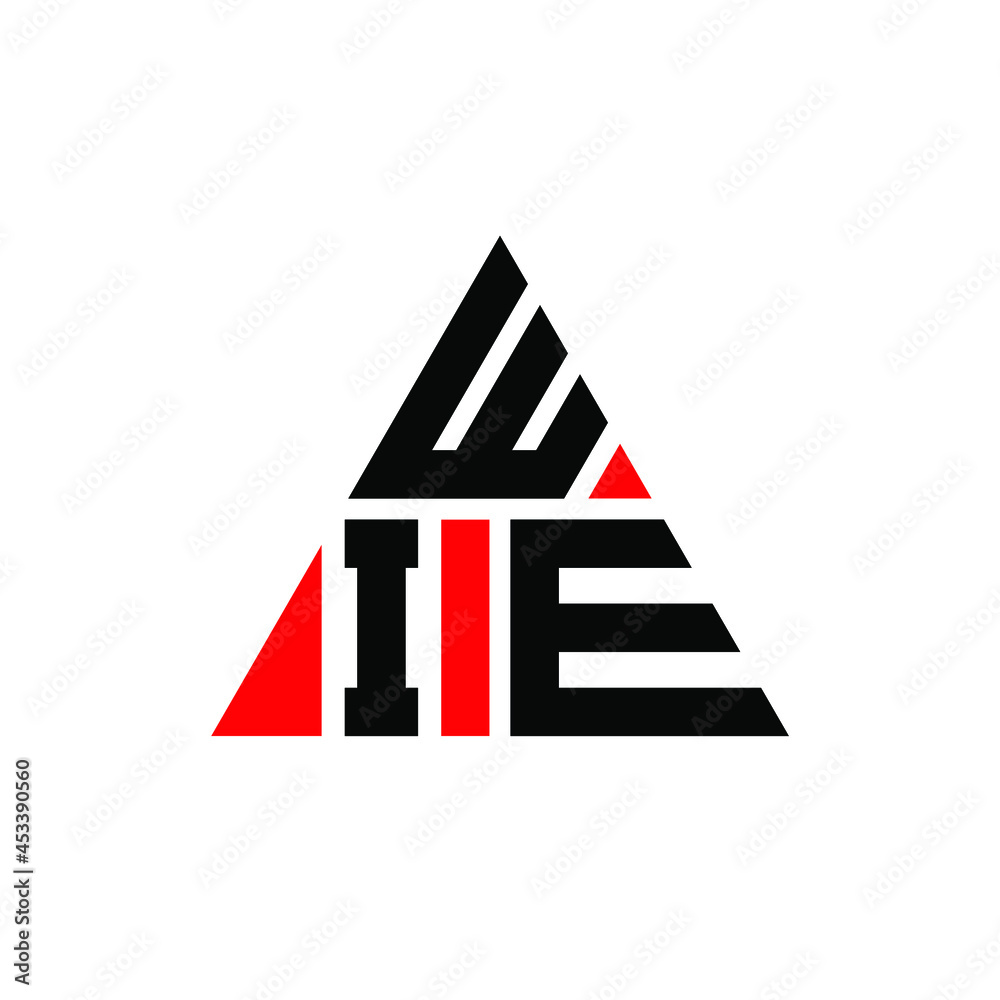 WIE triangle letter logo design with triangle shape. WIE triangle logo design monogram. WIE triangle vector logo template with red color. WIE triangular logo Simple, Elegant, and Luxurious Logo. WIE  - obrazy, fototapety, plakaty 