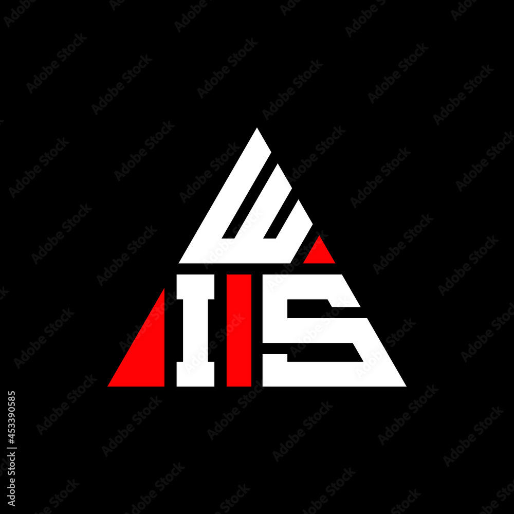 WIS triangle letter logo design with triangle shape. WIS triangle logo design monogram. WIS triangle vector logo template with red color. WIS triangular logo Simple, Elegant, and Luxurious Logo. WIS  - obrazy, fototapety, plakaty 