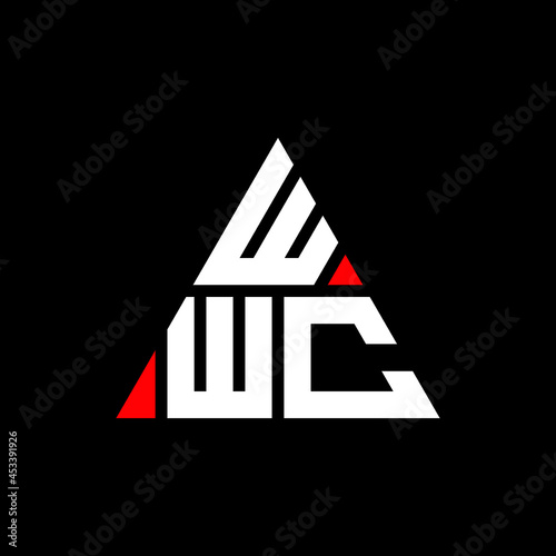 WWC triangle letter logo design with triangle shape. WWC triangle logo design monogram. WWC triangle vector logo template with red color. WWC triangular logo Simple, Elegant, and Luxurious Logo. WWC 