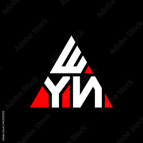 WYN triangle letter logo design with triangle shape. WYN triangle logo design monogram. WYN triangle vector logo template with red color. WYN triangular logo Simple, Elegant, and Luxurious Logo. WYN  photo