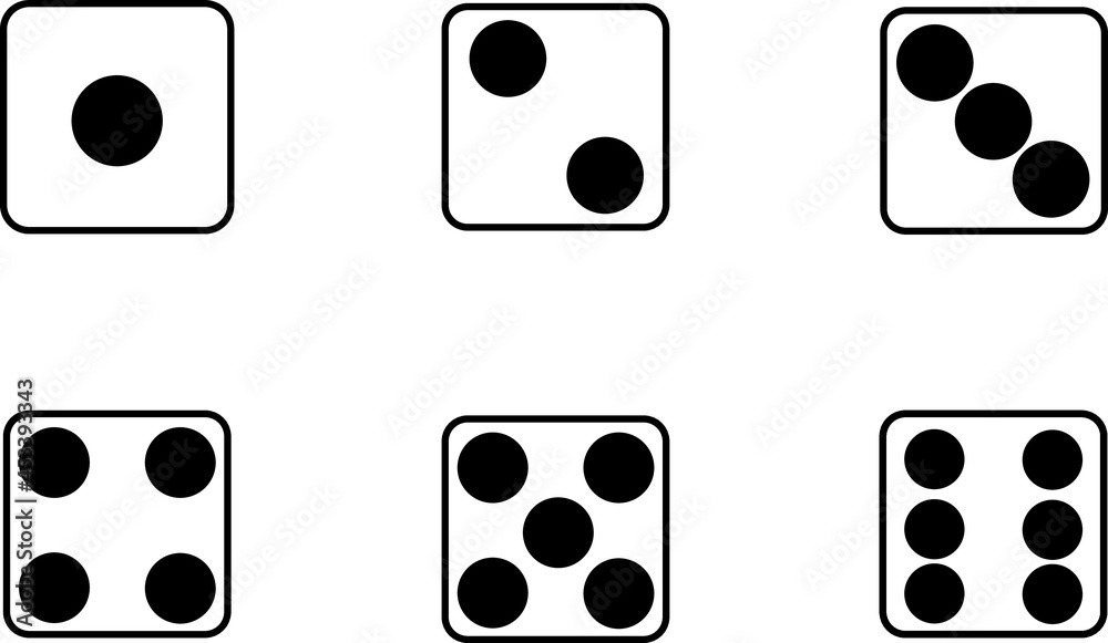 black and white dice with each dots facing front black and white dice with each dots facing front