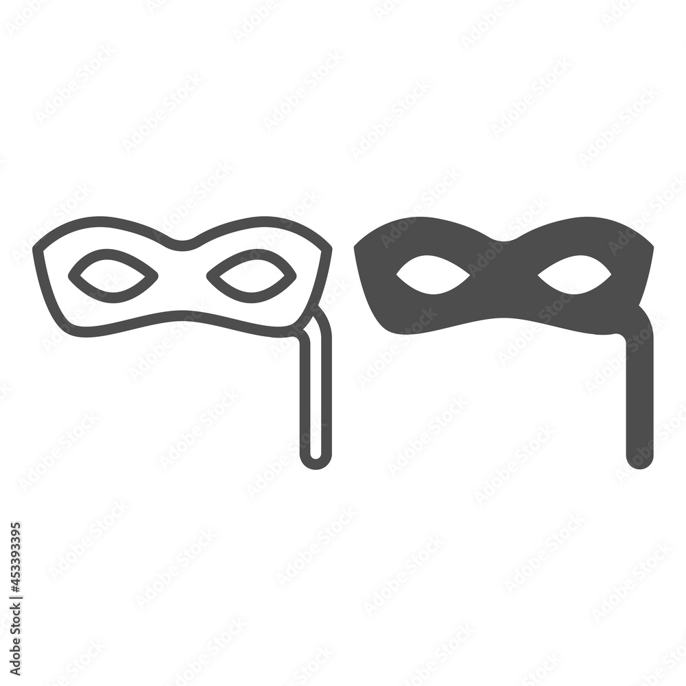 Incognito, anonymous festival mask line and solid icon, masquerade concept, venetian masquerade vector sign on white background, outline style icon for mobile concept and web design. Vector graphics. Incognito, anonymous festival mask line and solid icon, masquerade concept, venetian masquerade vector sign on white background, outline style icon for mobile concept and web design. Vector graphics.