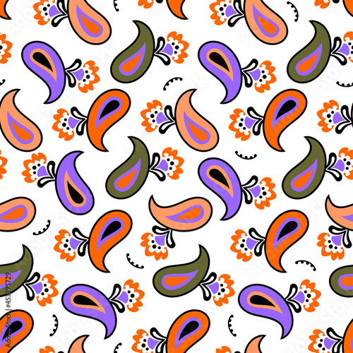 stylish paisley seamless scattered textile design