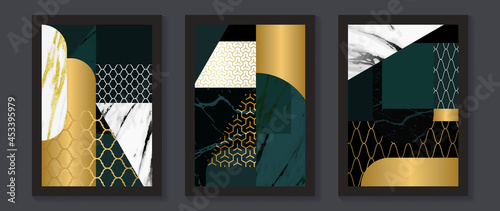 Abstract Math art background vector. Modern block color art wallpaper. Geometric marbling gold style texture. Cubism s low-poly backgrounds. Good for home deco, wall art, poster, invite and cover.