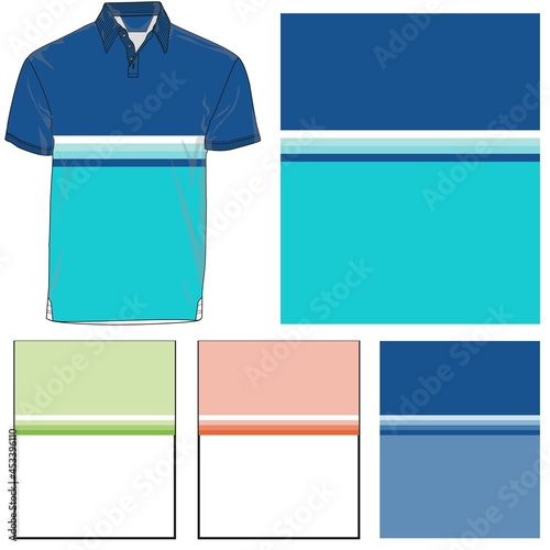 block polo T shirt silhouette, three variants