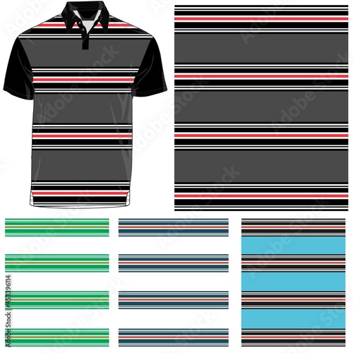 striped polo T shirt silhouette, three variants
