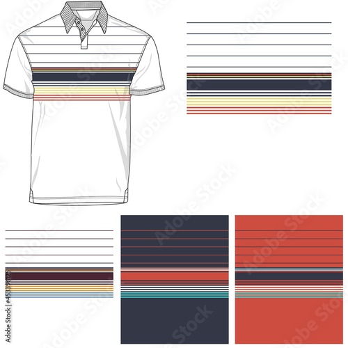 striped polo T shirt silhouette, three variants