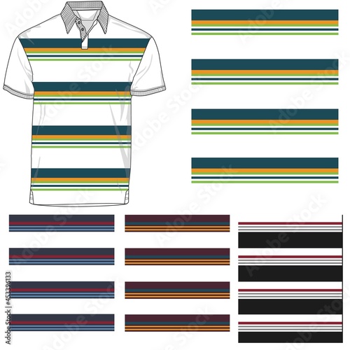 striped polo T shirt silhouette, three variants