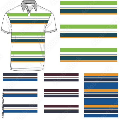 striped polo T shirt silhouette, three variants