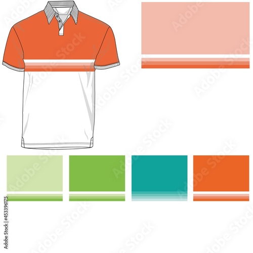 striped polo T shirt silhouette, three variants