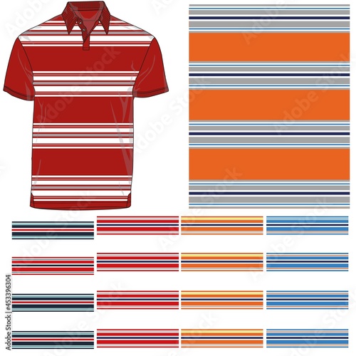 striped polo T shirt silhouette, six variants