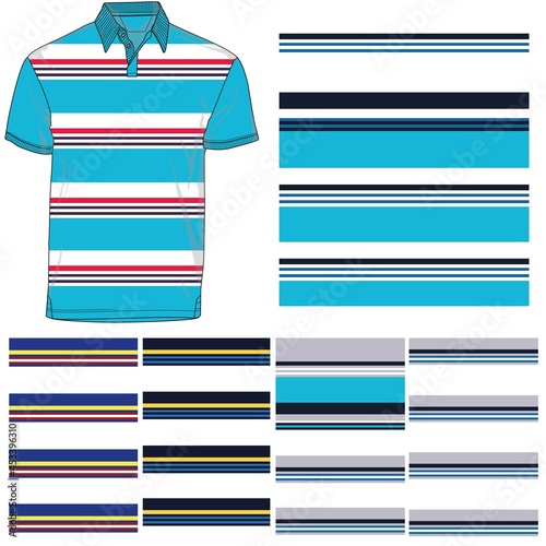 striped polo T shirt silhouette, five variants