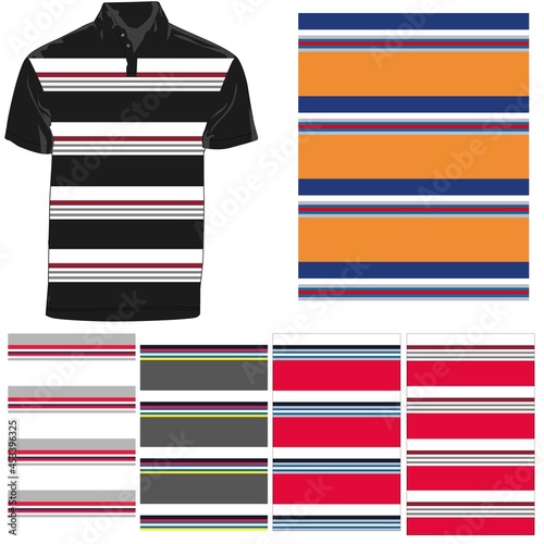 striped polo T shirt silhouette, five variants