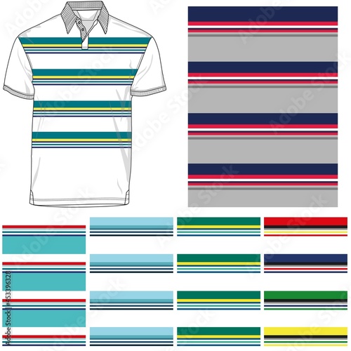 striped polo T shirt silhouette, five variants