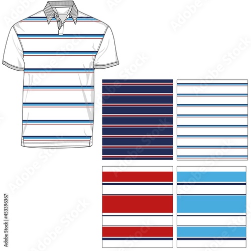 striped polo T shirt silhouette, four variants
