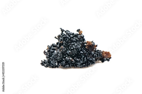 Tahiti vanilla seeds isolated on white background
