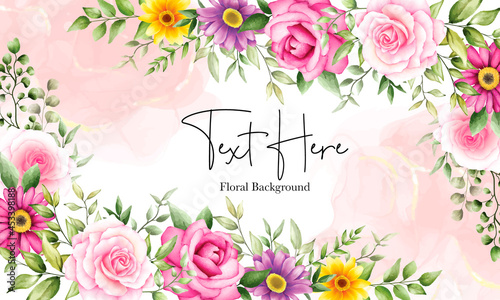 Beautiful watercolor flower background with alkohol ink