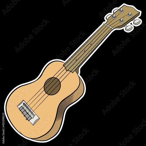 brown guitar print on black background