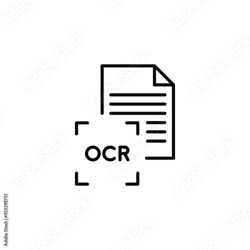 Optical character recognition icon. Simple outline style. OCR, text, image, type, machine, encoded, digital, document scan symbol concept. Vector illustration isolated on white background. EPS 10 photo